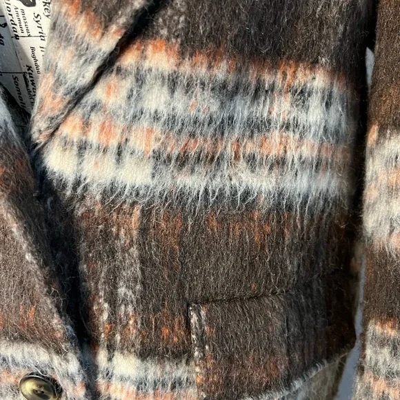 Mauve Anthropologie Brown/Orange Plaid Wool Jacket - Picture 2 of 13